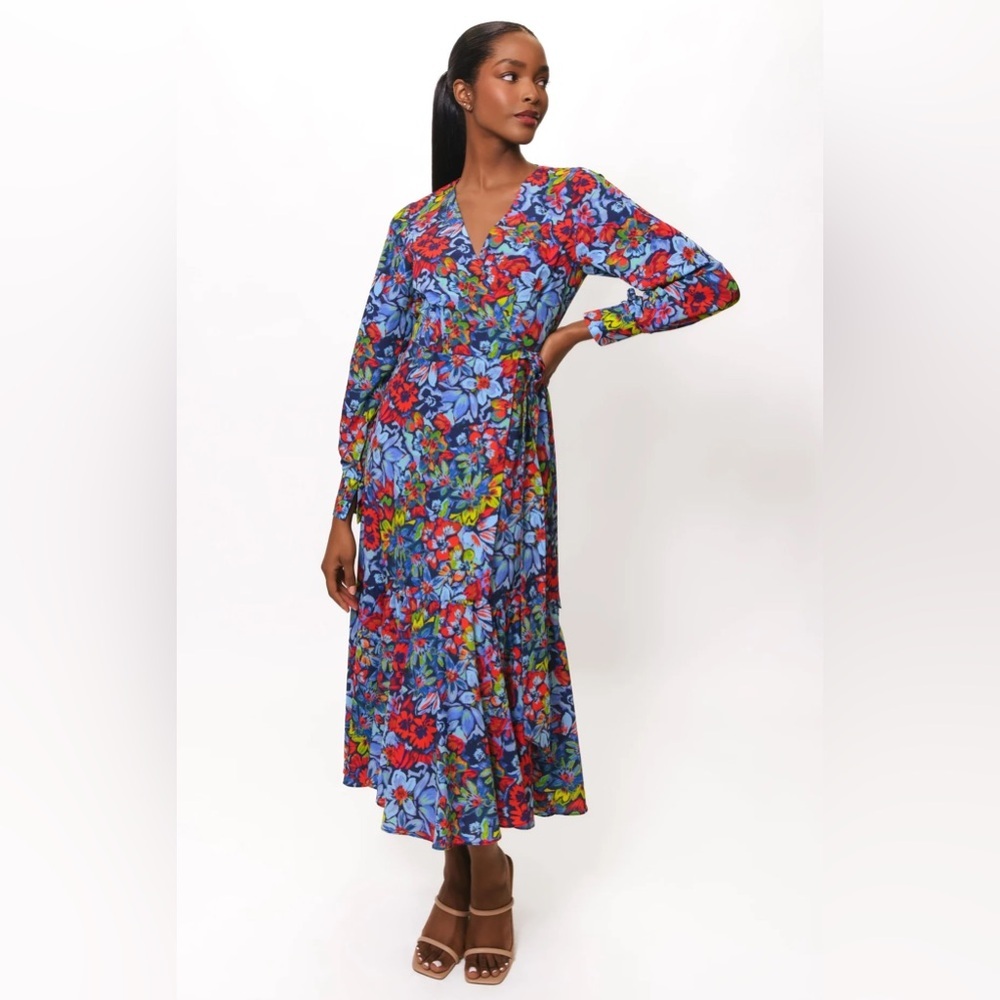 Hutch Kala Floral Satin Maxi Wrap Dress